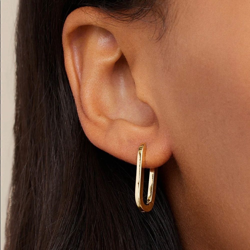 COPY - - O oval huggies | Real gold earrings | Parker earrings | 14k real gold …